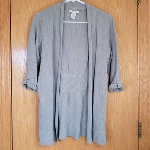 Light Gray Cardigan with Roll-Tab Sleeves